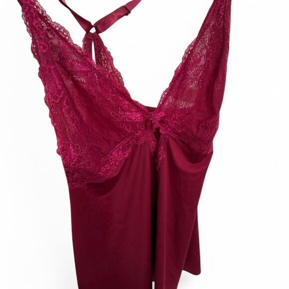 Torrid size XL Burgundy lace trim babydoll slip dress with adjustable straps - Picture 5 of 7